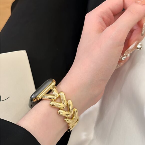 NEW Stylish Adjustable Gold Chain-Link Watch Band For Apple Watch - Picture 10 of 13